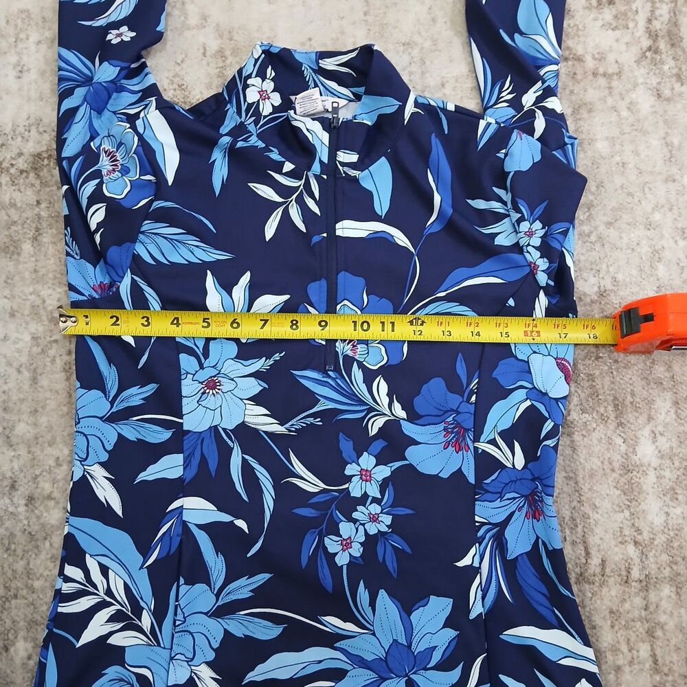 Tommy Bahama Everyday Active 1/4 Zip Pullover Women’s M Blue Floral Thumbholes - Picture 13 of 16